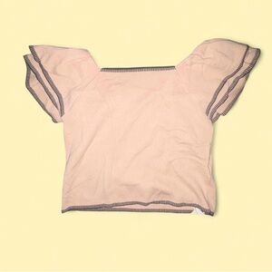 Saodimallsu Square Neck Crop Top Khaki Contrast Trim Size M NWT